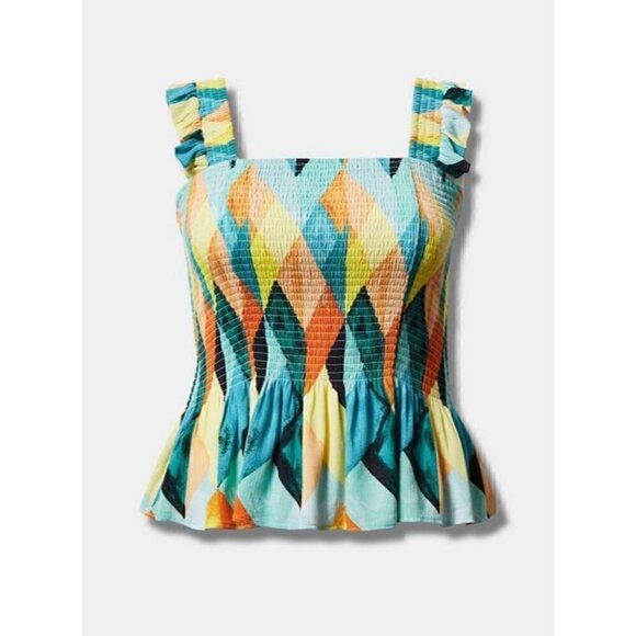 Women's Torrid Plus Size 1, 1X, 14-16 Peplum Crinkle Gauze Smock Top - Picture 5 of 10